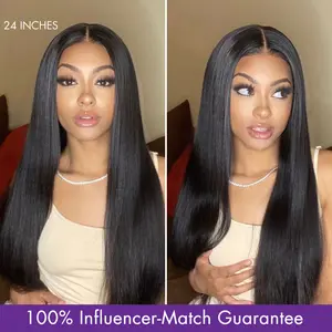 Super Natural Silky Bone Straight 7x6 Closure Lace Wig Human Hair Glueless Wig Ready to Go