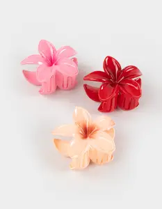 FULL TILT 3 Pack Hibiscus Floral Claw Clips