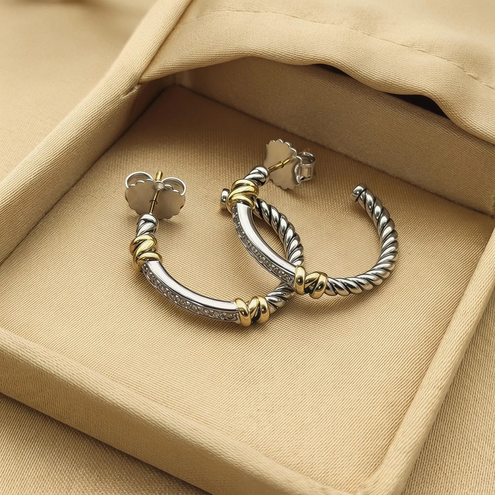 2025 New S925 Sterling Silver Gold Wire Stud Earrings for Women, Fashion Minimalist Retro Luxury Fine Jewelry, Ideal for Daily Casual, Party Gifting