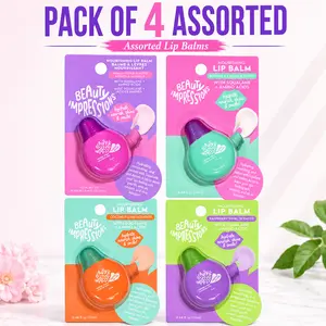 Beauty Impressions Nourishing Moisturizing Squalane Lip Balm TIKTOK VIRAL 4 Pack ASSORTED with Squalane + amino acids 0.44 oz each, super hydrating, to keep your lips moisturied all day long, hydrate, nourish, shine and smile. All Skin Types, Treatments