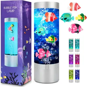 Bubble Fish Lamp, Sensory Bubble Tube Lamp, Artificial Fish Tank with Moving Fish, to Light Up Your Life Like a Lamp, Fish Tank Light and Aquarium Lamp, Excellent  for  & Adults