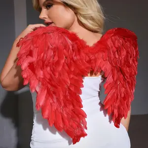 Angel Wings Costume Accessory, Sexy Backless Design, Handmade Feather Wings, Perfect for Stage Performances & Parties, Valentine's Day Decorations, Elegance