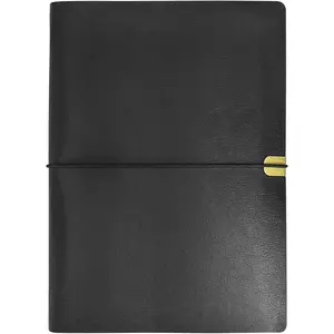 Refillable Leather Notebook Comes with 80 Sheets/160 Pages, A5 Binder 6 Ring, PU Vegan Leather Cover,5.6" x 8.2"(Black)