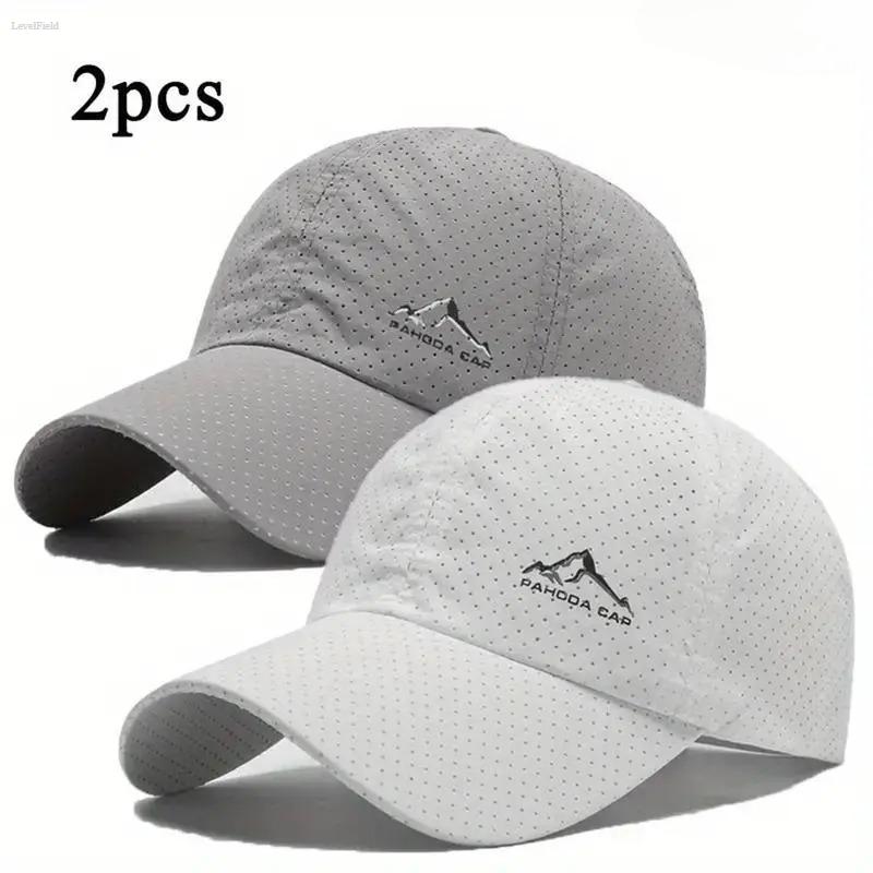 2-Pack Quick Dry Baseball Caps for Men Women – Breathable Moisture Wicking Lightweight Sun Protection Hats, Adjustable Outdoor Sports Caps for Hiking Camping Running Daily Wear