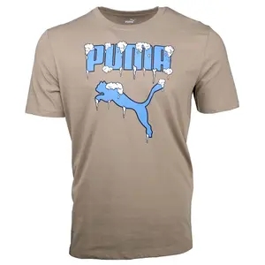 PUMA Mens Frozen Cat Graphic Crew Neck Short Sleeve Casual Tops Casual - Brown