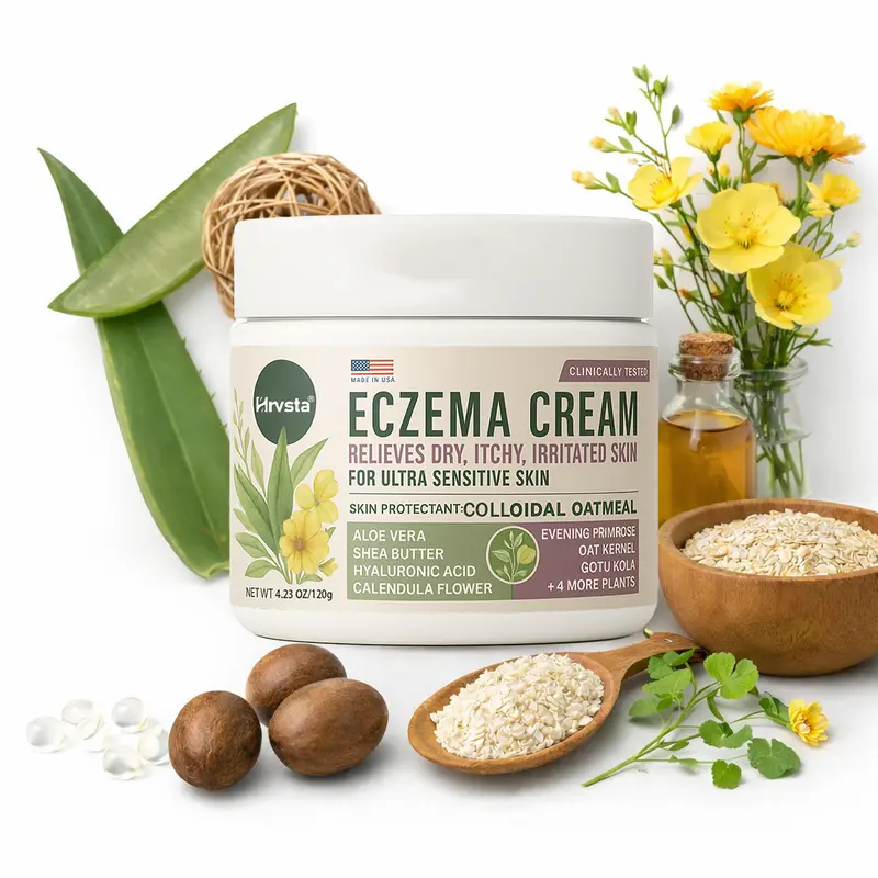 5-in-1 Colloidal Oats Eczema Cream for Babies & Adults - Clinically Tested Babysafe Oatmeal Body Lotion, Deep Hydration Remoisturizing Scratch Relief Body Cream for Dry Itchy Skin
