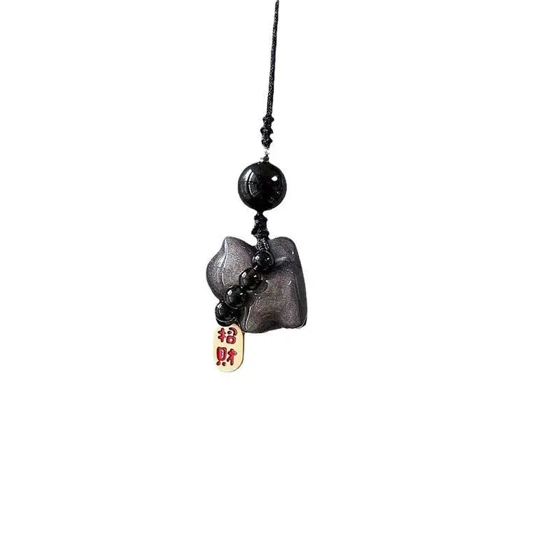 Aesthetic Portable Obsidian Beads Black Cat Animal Pendant Phone Charm - Smartphone Beaded Chain, Lucky Charm, Sports & Outdoor Protective Gear Add-on