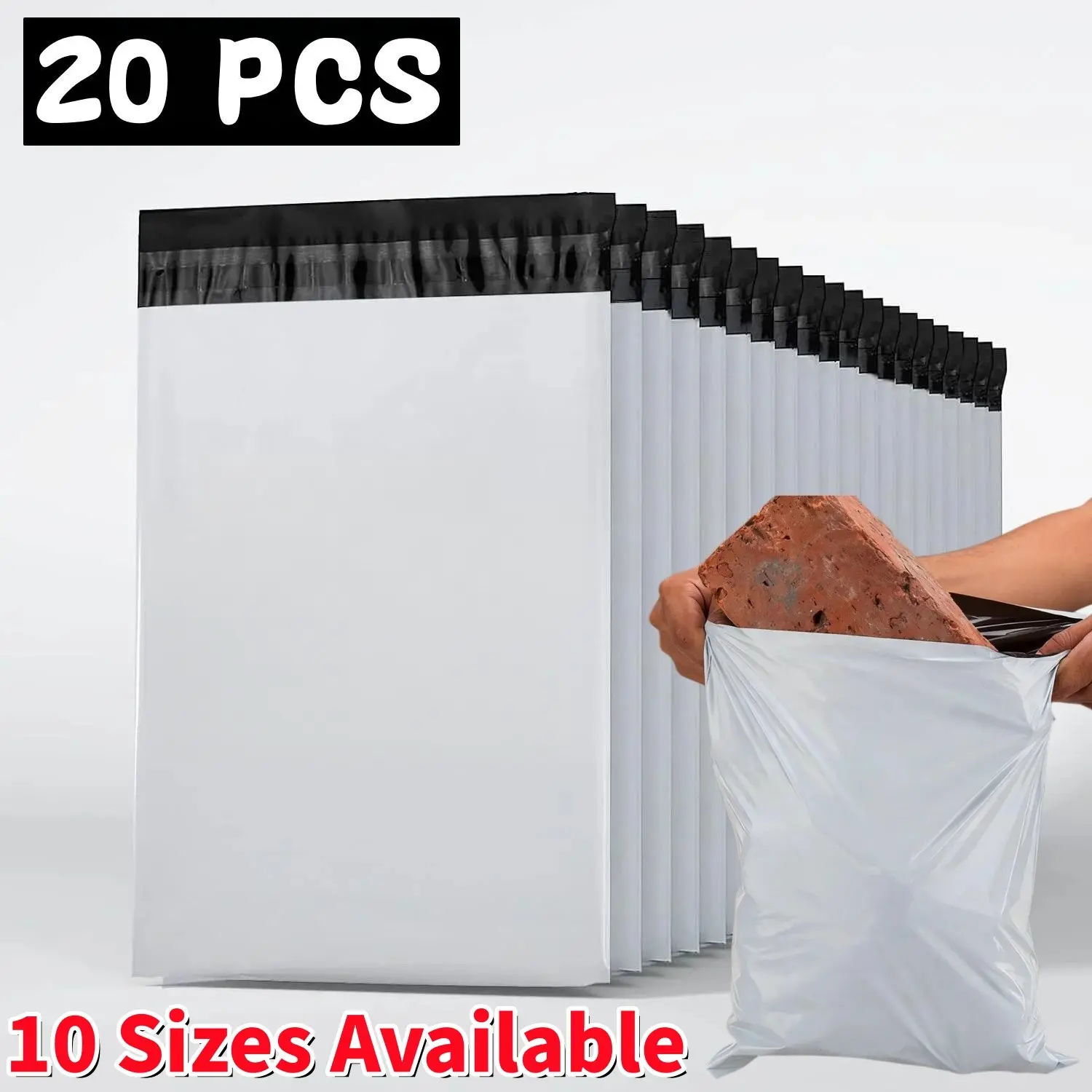 20 Packs Thick Waterproof Self-Adhesive Shipping Bags, Durable Reusable Anti-Tear Plastic Mailer Bags, Poly Mailers for E-Commerce Logistics, Courier Bags, Postal Bags