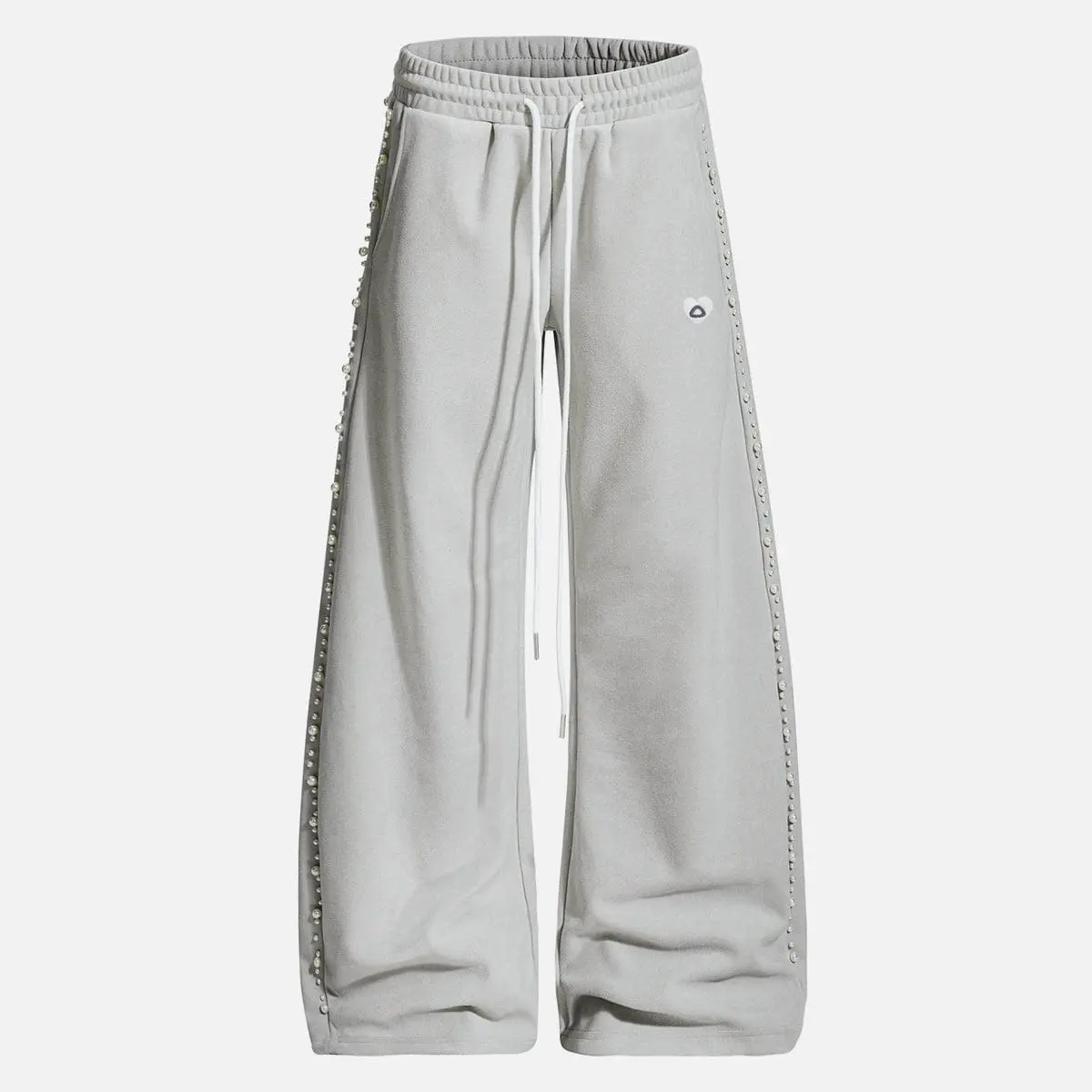 Aelfric Eden Women's Mid-Rise Barrel-Fit Baggy Sweatpants - Pearl Detail, Soft Midweight Fabric, Comfortable Vintage Street Bottom - Basic Lady's Leg Piece for Summer Outfits, Vacation Outfits