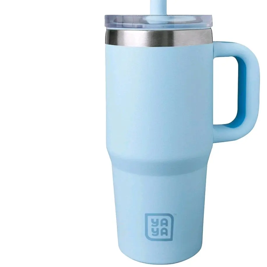 40oz Travel mug with handle& straw keeps drink cold&hot