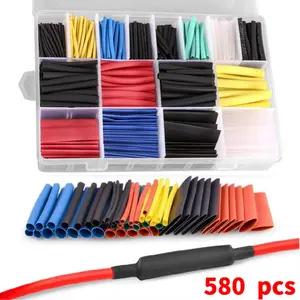 580pcs Heat-Shrink Tubing Kit: Thermoresistant Tube Wrapping for Electrical Connection, Wire Cable Insulation & Sleeving