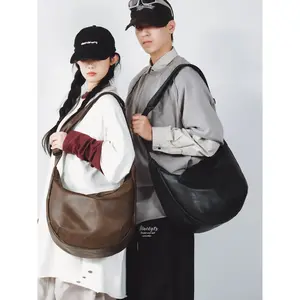 Unisex Soft Leather Messenger Bag, Portable Lightweight Sling, Large Capacity Casual Commuter Fashion, Simple Style for Men & Women, Ideal for Motorcycle Riding, Portable Shoulder Bag