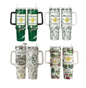 Masters Tournament 40oz Tumbler With Handle, Golf Lover Travel Mug, Insulated Golf Cup With Straw, Golf Fan Gift