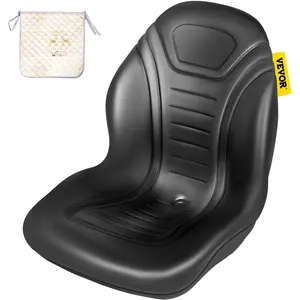VEVOR Universal Lawn Tractor Seat Replacement, Compact High Back Mower Seat, Black Vinyl Forklift Seat, Central Drain Hole Skid Steer Seat with Mounting Bolt Patterns of 8\" x 11.5\" & 11.25\" x 11.5
