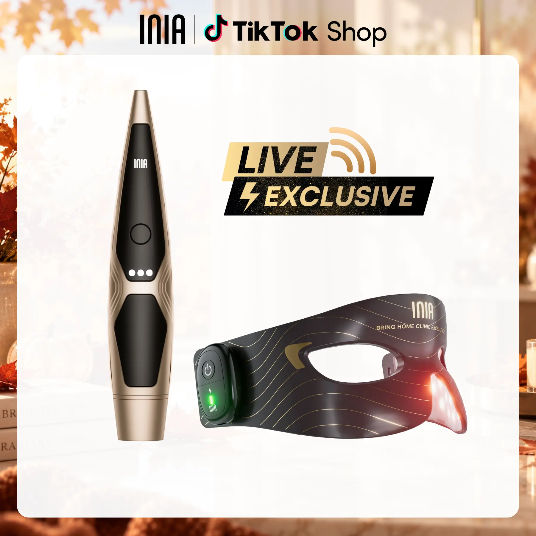 【LIVE EXCLUSIVE】INIA Lumin & Red Light Therapy Eye Mask Bundle | 4-in-1 EMS Wand + 96-LED Cryo Cooling Mask. FDA-Cleared Eye Spa Kit for Anti-Aging, Wrinkles, Dark Circles & Puffiness.,sohochic