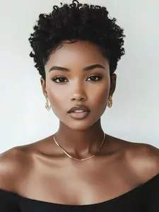 1 PC African Small Curl Fiber Wig, Hot Selling Style, Small Curl Wig, People Wig, Super Short Kinky Curly Wig, Synthetic Curly Wigs