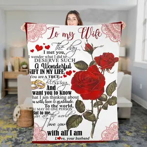 Soft and Cooling Rose Fleece Sherpa Blanket with Modern Print Pattern for Wife - Perfect Christmas Gift - Machine Washable