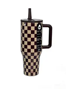 HydroJug 40oz checkered insulated cup, with a design of dark brown and beige checkered patterns, is simple yet fashionable, and is extremely suitable for carrying during commutes or outdoor activities.