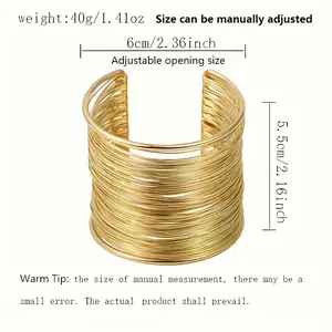 1 men's multi-layered twisted open bracelet, stylish and unique punk-style wristband chain men Gold Plated autumn rapper link earring money jade