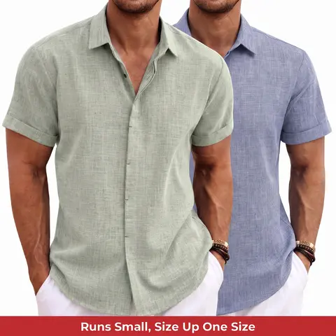 COOFANDY Summer Clearance Men's Shirts Short Sleeve Casual Shirts Button Down Shirt for Men Beach Summer Wedding Shirt Menswear Fashion Outfit Jeans