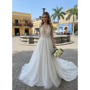 Laura Plunging V-Neck Wedding Dress by Brides & Tailor