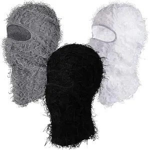 3 Pack Distressed Balaclava Ski Mask, Knitted Full  Mask Windproof Shiesty Distress Mask Beanie Cap