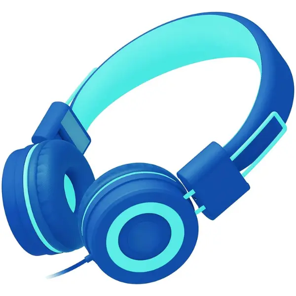 Kids Headphones, Wired Headphone Without Microphone, On Ear Headphone with Adjustable, 3.5mm Aux Nylon Cable, Foldable Headphones for School Travel Girls Boys Adults (Sky Blue)