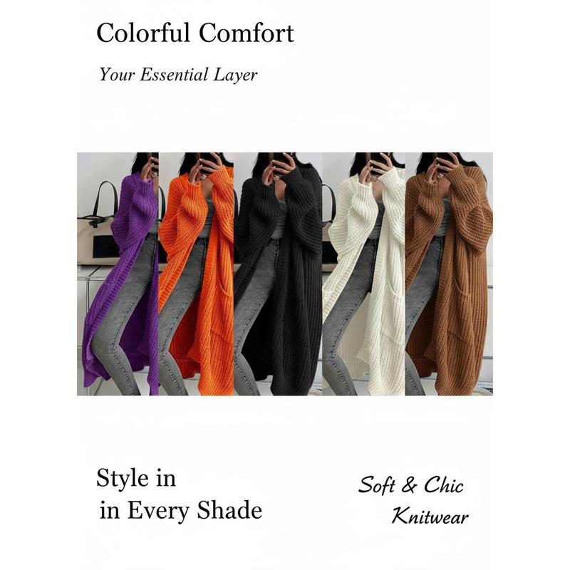 Women 2026 Long Knee Length Tunic Cardigan Sweater Autumn Winter New Lazy Style Loose Thickened Knitted Coat Fashion Trend Suitable for Formal Occasions or Daily Wear Pursuing Unique Temperament