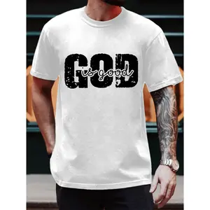 "Men's T - Shirt with a Simple yet Powerful Message: 'GOD is good' in Distressed Typography, Perfect for Expressing Faith - filled Conviction"