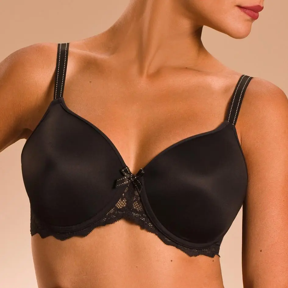 Women's Chantelle Rive Gauche Full T-Shirt Bra - Comfortable, Flat, Adjustable Straps, Contour Style, Feminine Aesthetic, Matching Panties for Party Wear, Lace Trim, Elastane, Hand Wash, Chic, Wired, Bow, Lacy, Multi-Size, Spandex Blend, Floral, Lingerie,