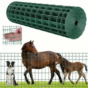 summervibes Heavy Duty Galvanized Steel Wire Farm Fence, 39x984 in, 2x4 in Mesh, 2.1mm Vinyl Coated Fencing for Cattle, Animal Enclosures, Garden Fences, Green