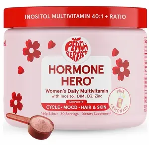 Peach Perfect Hormone Hero – Myo-Inositol & D-Chiro 40:1, Omega-3, Vitamin D3, Magnesium Glycinate, DIM, Zinc – Hormonal Balance, Ovarian Health, Fertility, Cycle and Energy - 30 SVG, Pink Lemonade