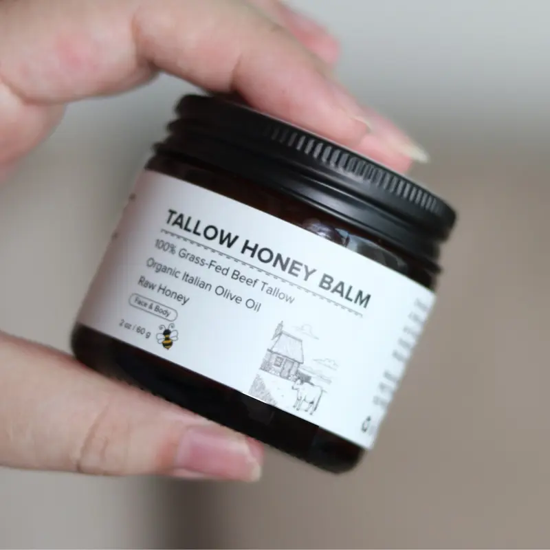 Tallow Honey Balm Organic Body Butter Handmade Grass Fed Beef Tallow Natural Moisturizer Nourish and Soothe Dry Skin