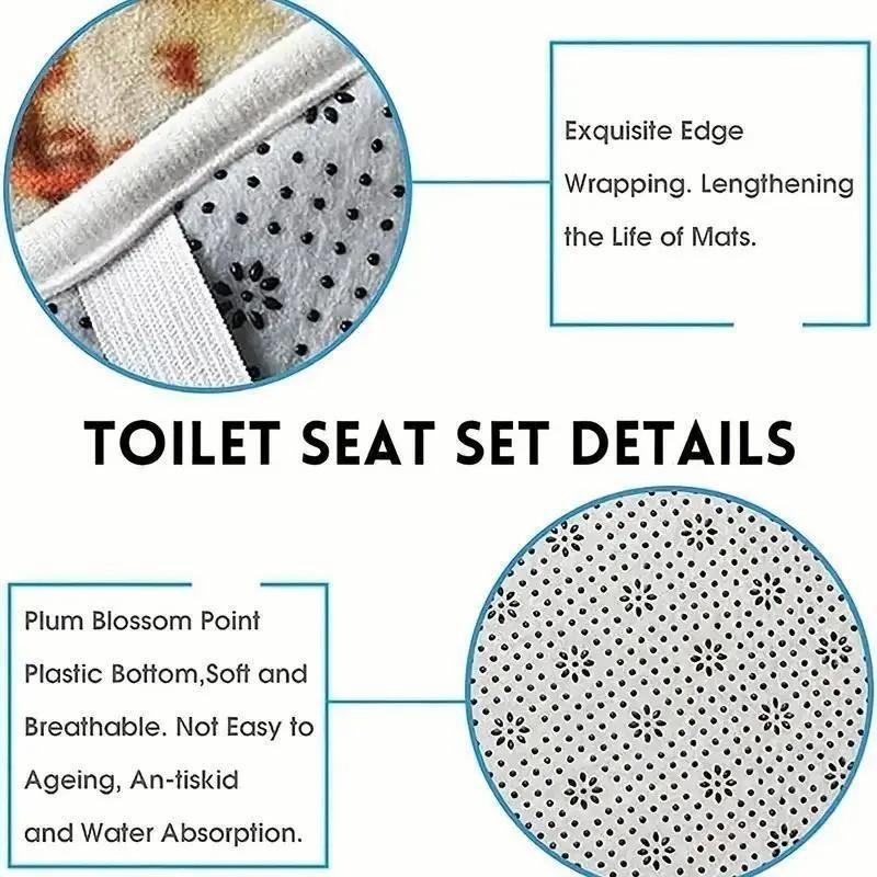 1/4pcs Valentine's Day Highland Bull Pattern Shower Curtain Set, including shower curtain, toilet seat cover, rectangular mat, and U-shaped mat. Perfect for Bathroom Decoration Accessories, beautifying the space. Comes with 12 shower curtain hooks.