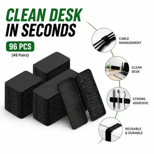 Desk Cable Management Strips 96 PCS – Reusable Hook and Loop Adhesive Tape for Clean Desk,Cord Organizer & Workspace Setup