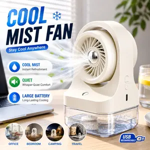 MAISIKE Portable Mini Mist Fan - USB Rechargeable Desk Fan with Cool Mist, 3 Speeds, Quiet Airflow, Adjustable Angle for Car Interior, Office, Portable Fan, Mini Portable Fan