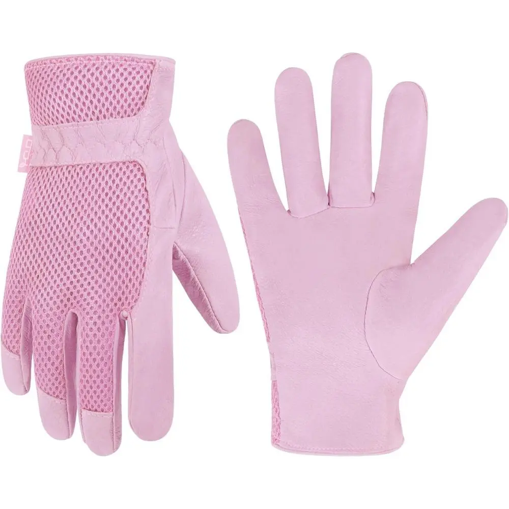 Work Gloves for Women, Breathable Leather Gardening Gloves for Yard Maintenance, Hand Protection with Touch Screen