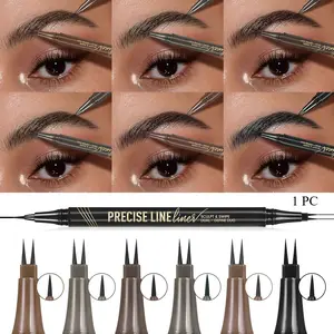 1Pc Multi-Function Dual Eyebrow Pen, Simulation Brow Hair Stroke, Smooth Coating Brow Pencil, Versatile Brow Beauty Tool For Students And Trendy Groups, Milk Tea Brown And Dark Grey, Daily Brow Makeup