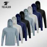 TELALEO 4 Pack Men Sun Hooded Sweatshirts, UPF 50+ Casual Sweatshirt with Built-in Face Mask, Lightweight Tops for Outdoor Running Gym summerwins,outdoorfun
