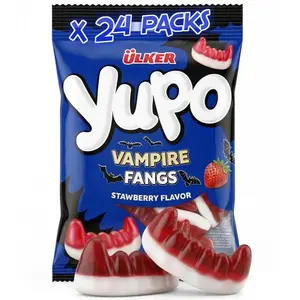 Vampire Teeth Gummy Candy - 24 Pack (2.8 oz Each) - Soft & Chewy Fruit Flavored Jellies - Spooky Novelty Treats for Halloween, Kids Parties, and Goodie Bags - 4.2 lb (1920g) Bulk Box