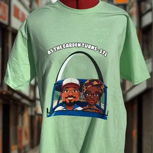 Lime Green As The Garden Turns-STL Size: Large   Cotton Blend Print Short Sleeve T-Shirt