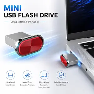 Mini USB Flash Drive, Ultra Compact 8GB/16GB/32GB/64GB Metal USB 3.0 Storage Stick, Portable Plug-And-Play USB for Laptops and Pcs