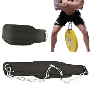 Weighted pull-up belt with chain, weightlifting and squat dip belt for strength training and functional fitness, muscle training equipment.