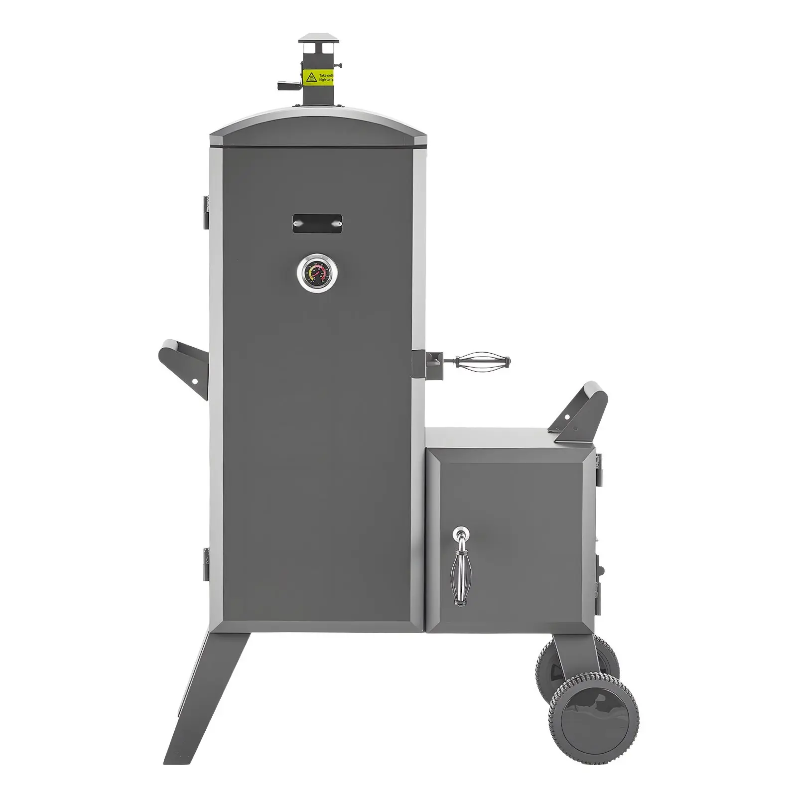 Charcoal Offset Smoker, Heavy-Duty Steel Barbecue Offset Smoker With Side Firebox, Movable Outdoor Smokers With 6 Adjustable Grates, Built-In Thermometer And Air Vents For Precise Heat Control, Backyard Patio Cooking And Camping