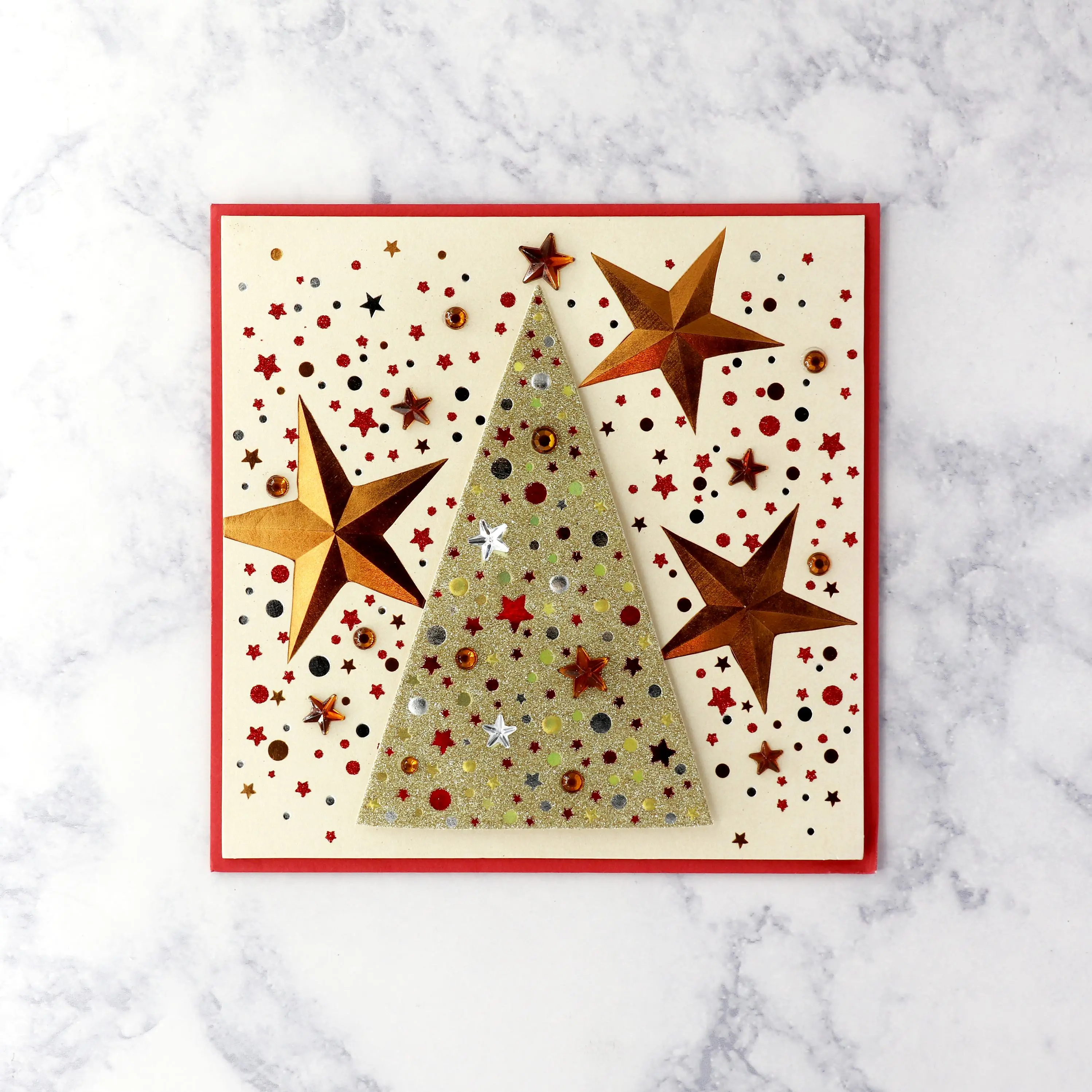 Handmade Trees & Stars Christmas Card