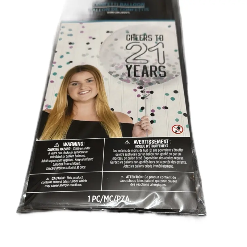 21st Birthday Balloon - Cheers to 21 Years Confetti Balloon for Celebrations