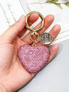 Mother's Day Gift Women's Heart Rhinestone Keychain, Perfect for Cars & Bags, Enhance Your Style, Ideal Gift Choice, Casual Design, No Choking Hazard, Trendy Cute Bling Bling Keychains, Keychain Bag Pendant