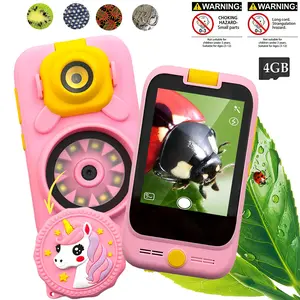 Kids Educational Microscope Phone Toy, 2 in 1 Game & Learning Toy, Portable Handheld Digital Microscope with 2.8" Touch Screen, Camera, Video Recorder, Flashlight & Memory Card, Ideal Gift for Boys Girls Ages 3-10
