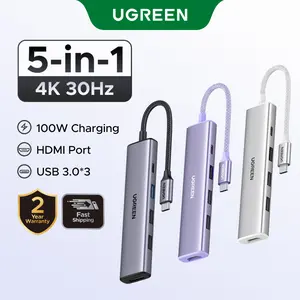 UGREEN 5-in-1 USB-C Hub, 4K HDMI Adapter（HDMI Cable Not Included) with 100W PD, 3 USB-A Ports, USB-C Dongle for MacBook Pro2017-2025,MacBook Air2018-2025, iPadPro 2021/2022/2024/2025, iPhone 15/16/17 Series, Samsung Galaxy S25/S24,XPS, ThinkPad outdoorfun