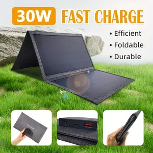 30W Portable Solar Panel Charger Foldable Suitable for outdoor travel, cell phone, camping, RV, tablet, hiking